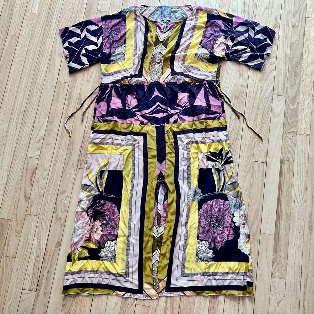 NWT JOHNNY WAS GEOMETRIC DRESS / ECHO THALIA / SILk / MEDIUM